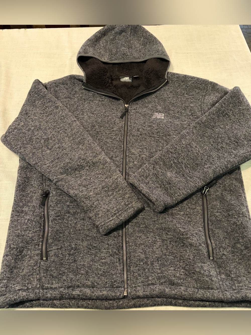 New Balance Men's Dark Heather Gray Full-Zip Hooded Sweater